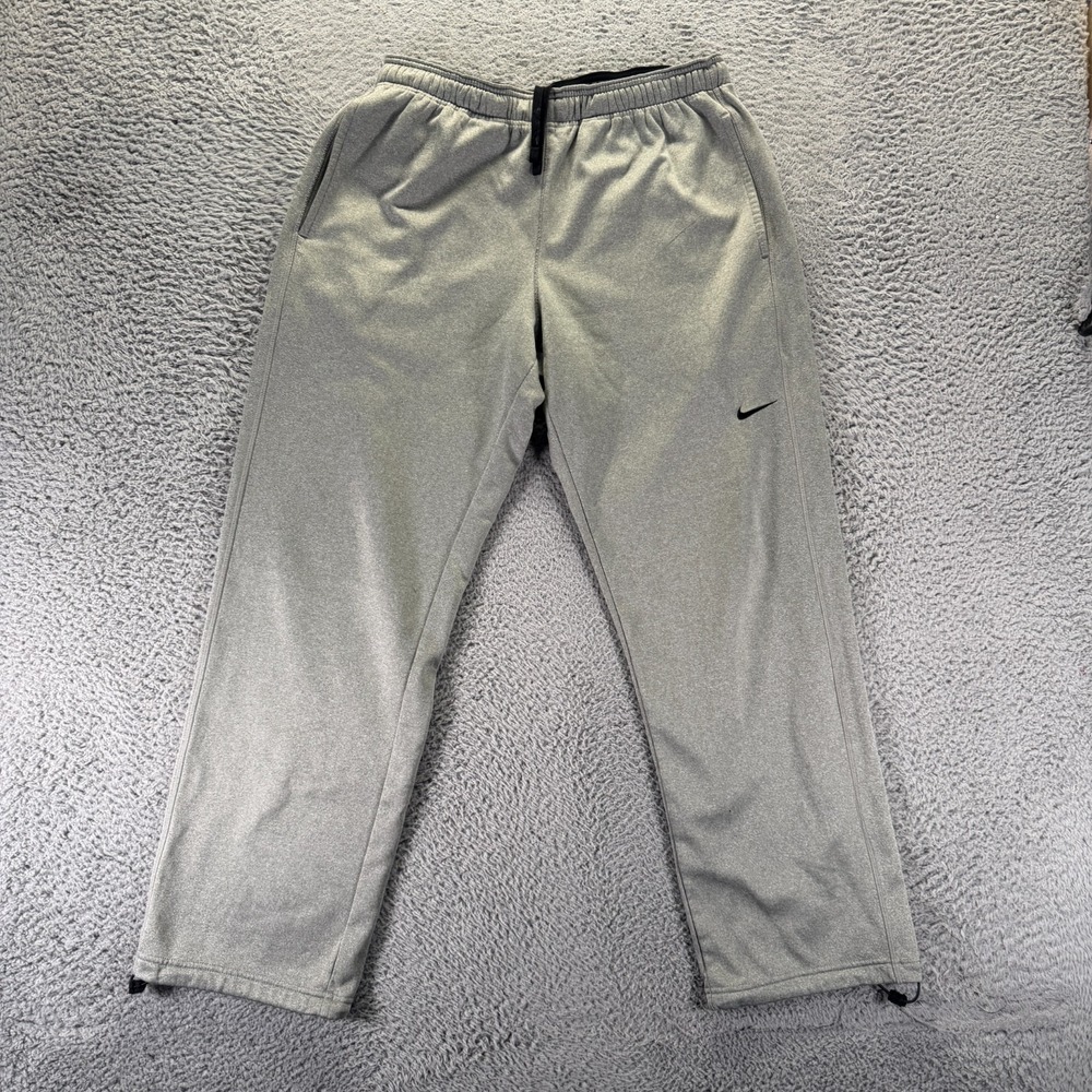 Nike Therma-FIT Sweatpants Men's L Gray Polyester Straight Fleece Lined Workout